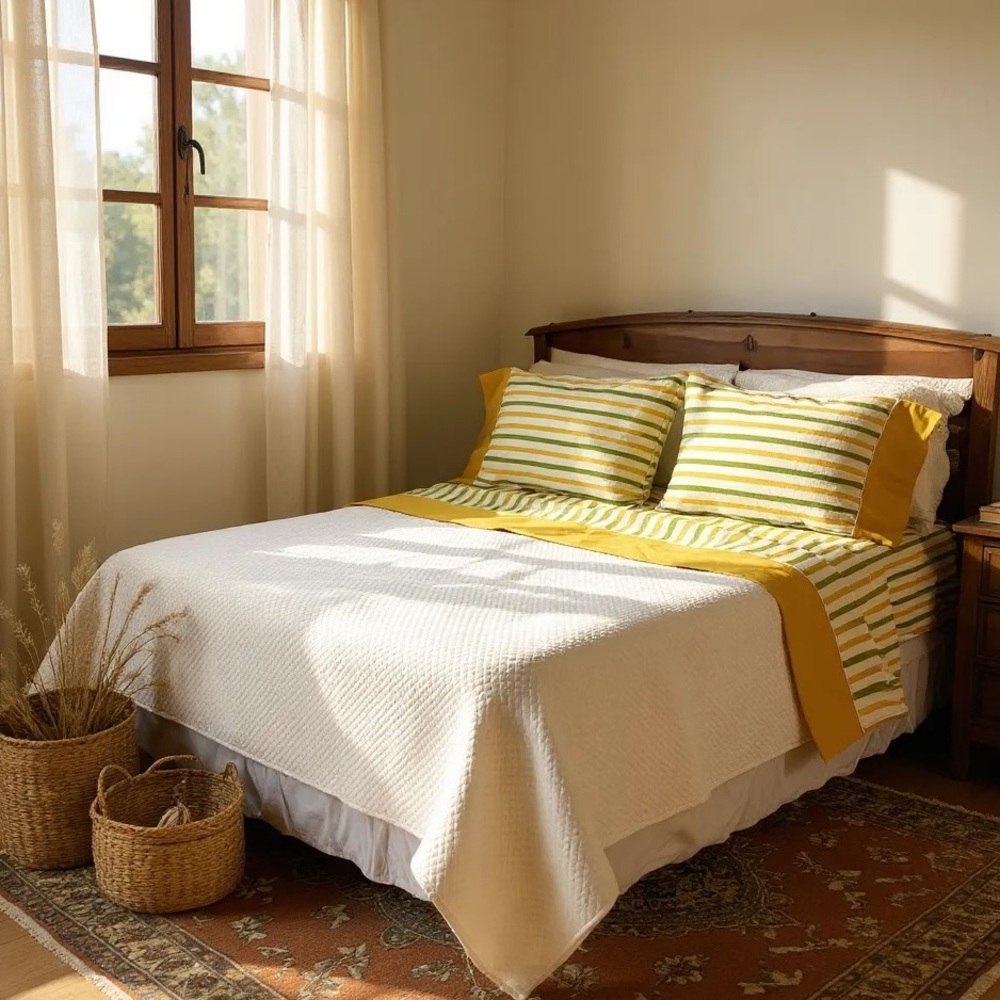 Vintage 70’s Cannon Monticello Striped Full / Double Sheet Set
